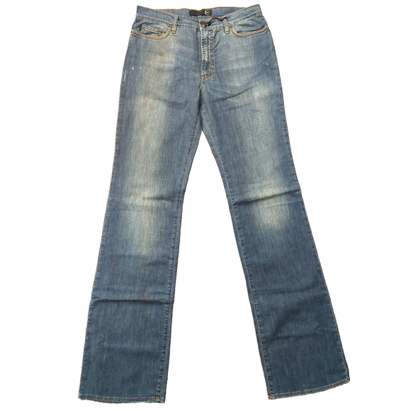 Just Cavalli Faded Distressed Zig Zag Stitch Blue Denim Bootcut Jeans Sz 32 NWT - Picture 4 of 16